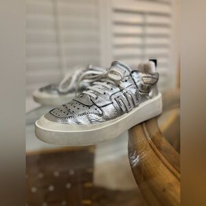 Esse Ut Esse Silver Leather Distressed Platform Sneakers EU 38 Made Italy